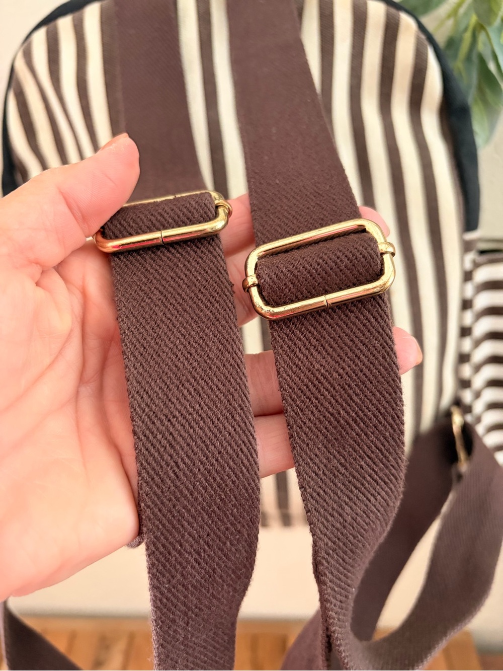 Henri Bendel Brown Stripe Backpack, Travel Backpack, Structurally Excellent - Picture 7 of 13